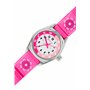 Tikkers pour Fille Montre à Quartz avec Cadran Blanc Affichage analogique et Rose foncé en Tissu et Toile Sangle Tk0119