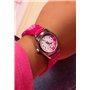 Tikkers pour Fille Montre à Quartz avec Cadran Blanc Affichage analogique et Rose foncé en Tissu et Toile Sangle Tk0119