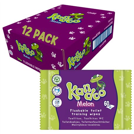 Kandoo Melon Sensitive Lingettes | 12 paquets de 60 lingettes (12 x 60) | Total de 720 lingettes