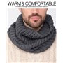 likemary Snood Homme – Tour de Cou & Cache Cou en Laine Mérinos – Écharpe Tubulaire Fait Main – Cadeau Éthique et Chaleureux Gri