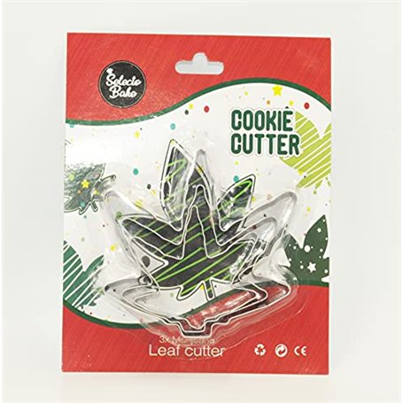 Selecto Bake 3 Pcs Ensemble d’emporte pièces de feuille de marijuana Emporte pièces à biscuit fondant Outils de cuisson pour la