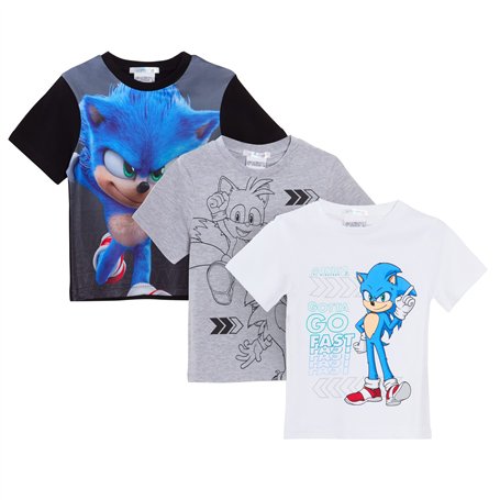 Sonic The Hedgehog T-Shirts Garçon (Lot de 3) Multicolore 7-8 Ans