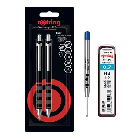 rOtring Tikky Ensemble porte-mine et stylo à bille | mine HB