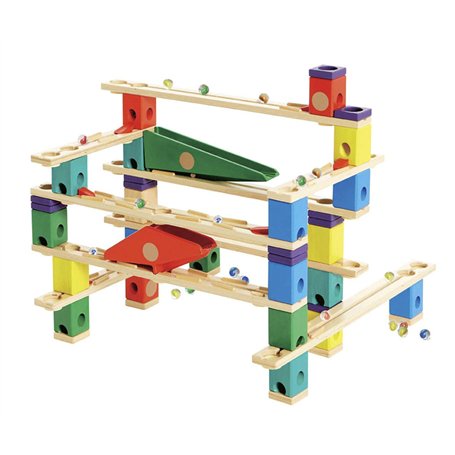 Hape Circuit à Billes Créatif en Bois Le Vertigo Quadrilla - Pour Enfants 4 ans et Plus - Jeu de Construction en Bois avec Kit C