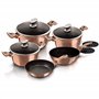 Berlinger Haus Rose Gold Batterie de Cuisine Induction 10 Pièces, Anti-adhésif en Marbre sans PFOA, Aluminium, Set de 3 Casserol