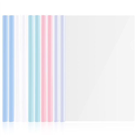 10 Pcs Clear Covers Report avec U-Type Sliding Bar