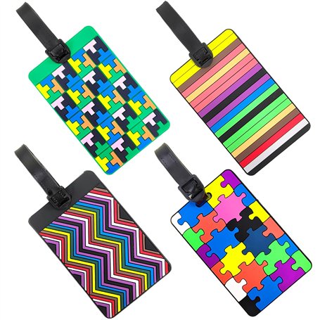 EQLEF® Lot de 4 jolies étiquettes à bagages en PVC pour valise ou cartes de visite