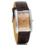 JewelryWe Montre Quartz Rétro Rectangulaire Romain Chiffre Cadran Bracelet Cuir Alliage Homme Couple Amour Brun