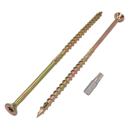 Marcopol Lot de 16 vis à bois en acier zingué jaune Tête Torx Type 17 Tête fraisée Vis à panneaux d'aggloméré 6