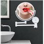 MASMAS Miroir maquillage mural de salle de bain grossissement 1 x 2 x cosmétique double face 360 rotatif, avec ventouse Installa