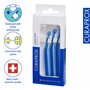 Porte-brosses interdentaires Curaprox UHS 470 – Manches Bleus coudés avec système de clic Universel pour Un accès Facile | Pack 