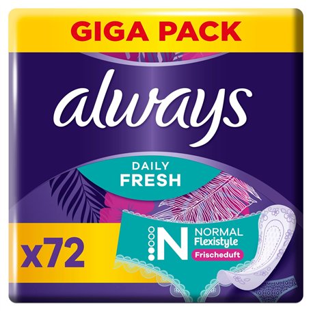 Always Daily Fresh Lot de 72 protège-slips pour femme Flexistyle Gigapack Parfum frais Convient à toutes les formes de culotte R