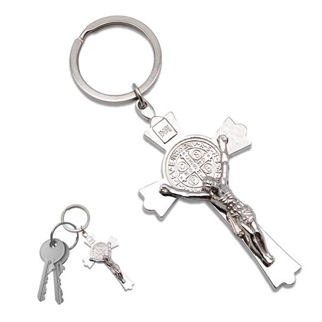 Leddy Living Porte-clés INRI crucifié de Jésus-Christ - Pendentif religieux en métal pour clés