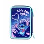 Seven Lilo & Stitch Trousse Scolaire 3 Zip, Bleu Ciel et Rose, Porte-Stylo Triple Compartiment Complet avec Stylets, Crayons, Co