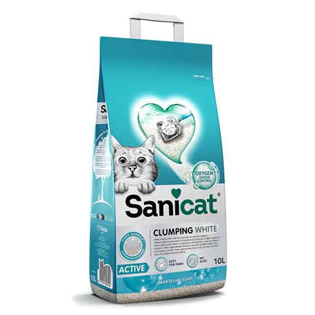 Sanicat - Litière pour Chats Ultra-agglomérante Blanche - Parfum de Savon de Marseille