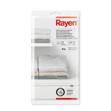 Rayen | 6 Sacs Antimites en Jersey | Polyéthylène Haute Qualité | Protège Les Vêtements | Transparent | 82x40x13 cm | Durables e