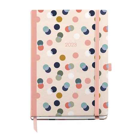 Miquelrius - Agenda annuel 2023 - Semaine vue - Taille plus 155 x 213 mm (environ A5) - Couverture rigide - Reliure cousue - Esp