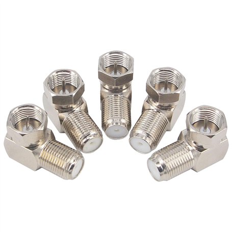 BOOBRIE 5PCS Adaptateur Coaxial F Angle Droit Connecteur F Coaxial 90 Degrés Connecteur Antenne TV Prise F Mâle à Femelle Adapta