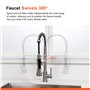 Ibergrif Mitigeur Robinet Cuisine avec Douchette 2 Jets 360° Pivotant, Double Bec Professionnel, 2 Modes Pulvérisation, Arc Élev