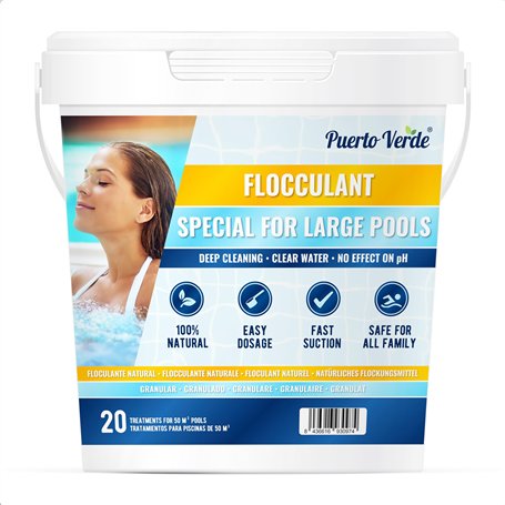 Puerto Verde • Floculant Naturel 20 Traitements. Clarifiant pour Les Grandes Piscines et Les Spas. Éliminateur de Turbidité pour