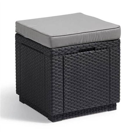 Table-pouf de jardin Keter - ALLIBERT by KETER - Cube avec coussin - Gris graphite - 47