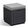 Table-pouf de jardin Keter - ALLIBERT by KETER - Cube avec coussin - Gris graphite - 47