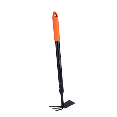 BLACK+DECKER Râteau avec Houe - Jardinage Outillage - Réglable en Longueur 66-101 CM - Cultiver et Désherber - Noir/Orange