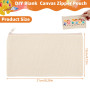 JMIATRY 30 Pcs Pochette Tissu Zippée 12x21CM, Trousse Personnalisable Beige, Pochette Tissu DIY Sac Zippé en Toile, Trousse Maqu