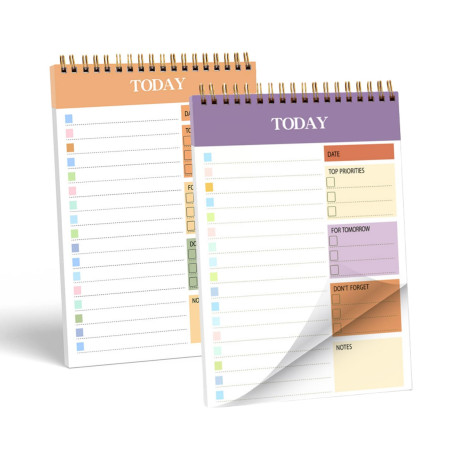 Blocs-notes de Planification A5 To Do List Bloc-notes 2Pièces Agendas de Poche 52 Feuilles Détachables Impression Recto Verso Ag