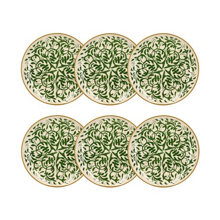 NOVASTYL - Lot 6 assiettes plates héraclée 27cm en grès décor vert - 2614395