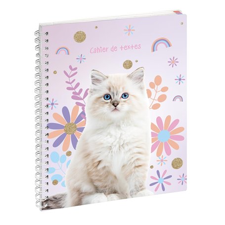 Exacompta - Réf. 9991413E - 1 Cahier de textes Lovely Chat Blanc 17 x 22 cm - Visuel Chat