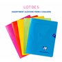 Clairefontaine 303781Cpack Un lot de 5 Cahiers Agrafés Mimesys - 17x22 cm - 140 Pages Grands Carreaux - Papier Blanc 90 g - Couv