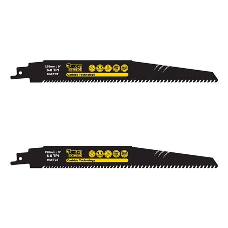 SabreCut SCRS1156XHM_2 Lot de 2 lames de scie sabre en carbure de tungstène variable 6-8 TPI S1156XHM Très rapide pour le bois e