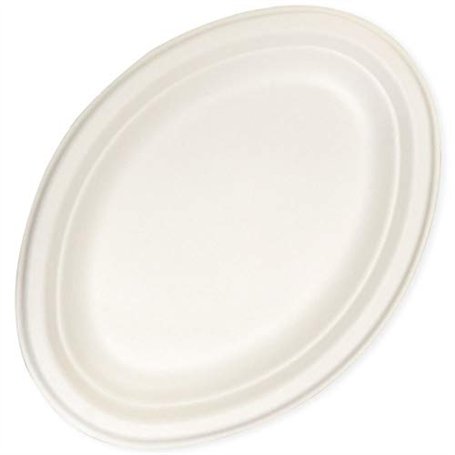ABENA 500 Assiettes Ovale 26 x 19 cm en Canne à Sucre 100% biodégradable