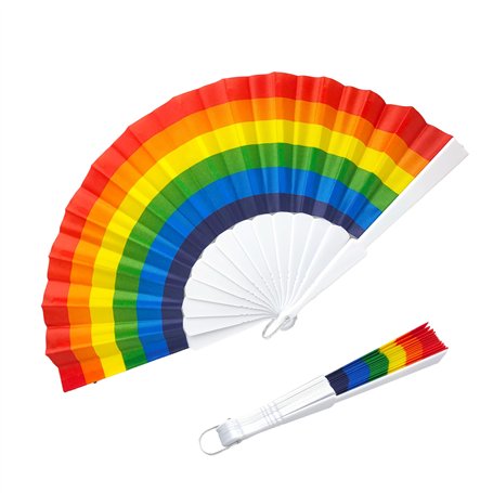 Éventail pliable LGBTQ+ avec drapeau arc-en-ciel - 44 x 23 cm - Accessoire pour événements