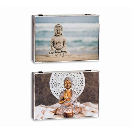 Couvercle DKD Home Decor Multicouleur Bois MDF Buda Compteur (2 Unités)