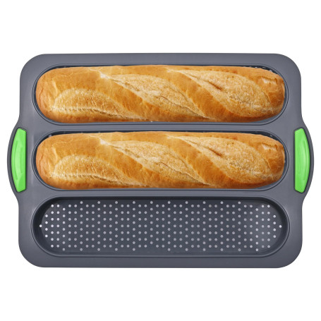 Moule à pain en Silicone, moule à baguette, plateau à baguette à 4 compartiments, moule antiadhésif, moule perforé, adapté à la