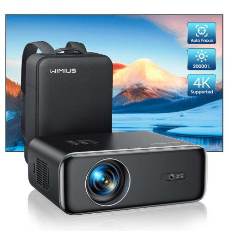 【Auto Focus/Keystone】 Vidéoprojecteur 4K WiFi Bluetooth 35000 Lumens Full HD 1080P, WiMiUS Projecteur 4K Supporté Zoom 50% Vidéo