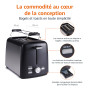 Amazon Basics Grille-Pain 2 Tranches avec 7 Niveaux de Dorage et Tiroir Ramasse-miettes Amovible, Fentes Extra Larges, 800W, Noi