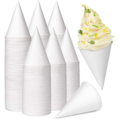 LATERN 200 Pièces Tasses à Cône en Papier, 130ml Tasse de Cône de Neige Gobelets en Papier Étanches pour Slush Crème Glacée Rasé