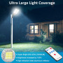 PEAKRO Lampadaire solaire à LED extérieur 252 LED 150 W avec panneau solaire et capteur de mouvement, IP65 imperméable lampe lam