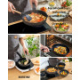 BOREINE Batterie de cuisine, Set induction casserole et poêle tout feux avec couvercle, Lot poêle avec poignée amovible, Revêtem
