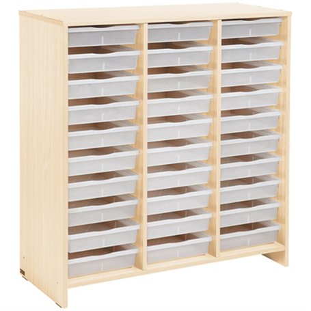 Meuble haut 30 bacs incolores bouleau