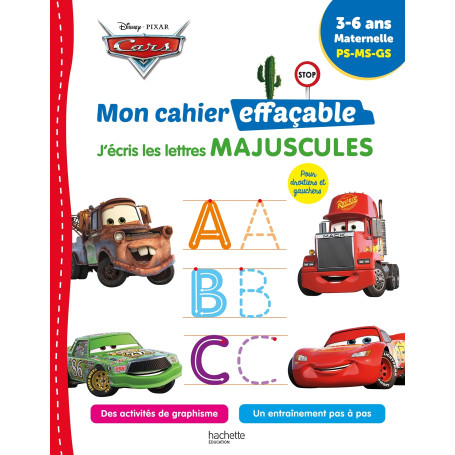 Disney - Cars - Mon cahier effaçable - J'écris les lettres majuscules  (3-6 ans)