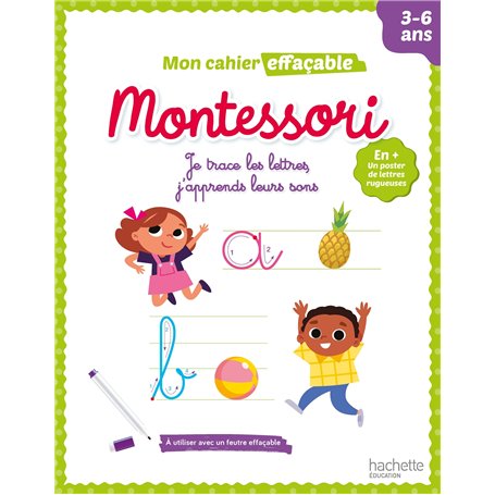Mon cahier effaçable Montessori - Je trace les lettres