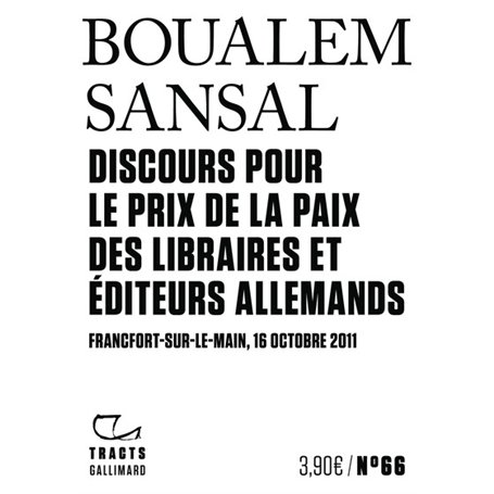 Discours pour le Prix de la paix des libraires et éditeurs allemands