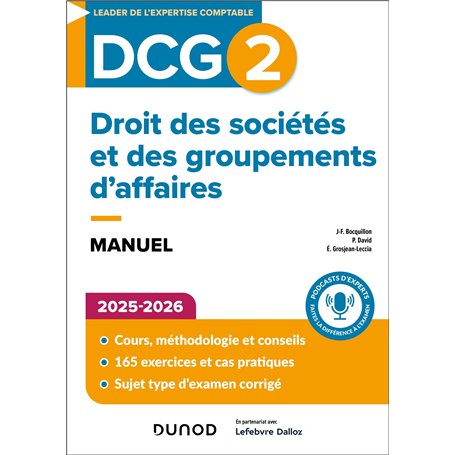 DCG 2 Droit des sociétés et des groupements d'affaires - Manuel 2025-2026