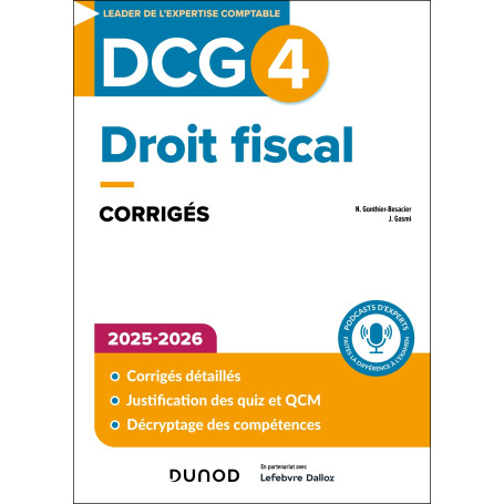 DCG 4 - Droit fiscal - Corrigés 2025-2026