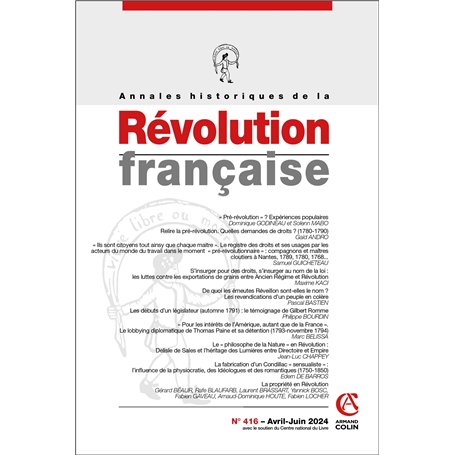 Annales historiques de la Révolution française Nº416 2/2024
