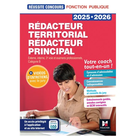 Réussite Concours - Rédacteur territorial/principal - 2025-2026 - Préparation complète